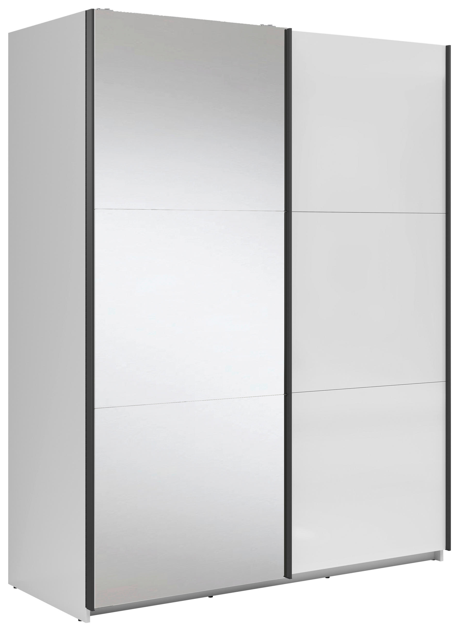 SCHWEBETÜRENSCHRANK 153,5/195,5/60 cm 2-türig Weiß Hochglanz, Klar  - Klar/Weiß Hochglanz, MODERN, Glas/Holzwerkstoff (153,5/195,5/60cm) - MID.YOU