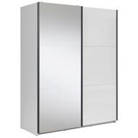 SCHWEBETÜRENSCHRANK 153,5/195,5/60 cm 2-türig Weiß Hochglanz, Klar  - Klar/Weiß Hochglanz, MODERN, Glas/Holzwerkstoff (153,5/195,5/60cm) - MID.YOU