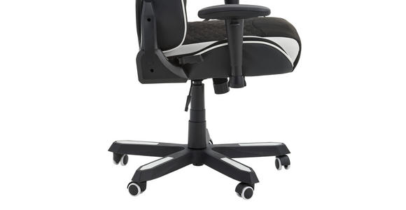 GAMINGSTUHL in Lederlook, Mikrofaser Schwarz, Weiß - Schwarz/Weiß, Design, Kunststoff/Textil (72/128-138/72cm) - Xora