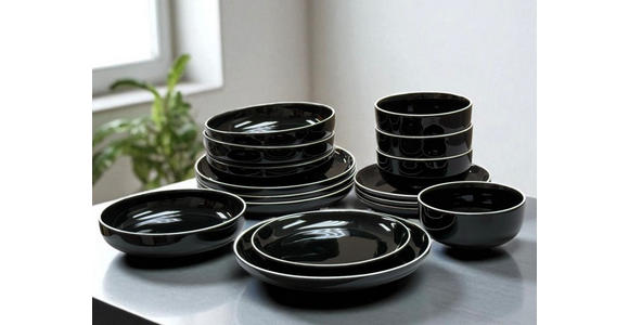 KOMBISERVICE Bastia noro 16-teilig  - Schwarz, Trend, Keramik - Novel