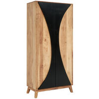MEHRZWECKSCHRANK 85/185/42 cm,  in Schwarz, Akaziefarben  - Schwarz/Akaziefarben, Trend, Holz (85/185/42cm) - Landscape
