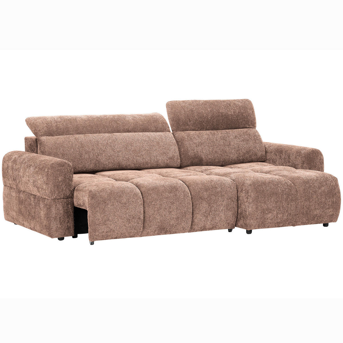 ECKSOFA Altrosa Chenille Bettkasten, Rücken echt, Kopfteilverstellung, Sitztiefenverstellung  - Schwarz/Altrosa, MODERN, Kunststoff/Textil (268/165cm) - Carryhome