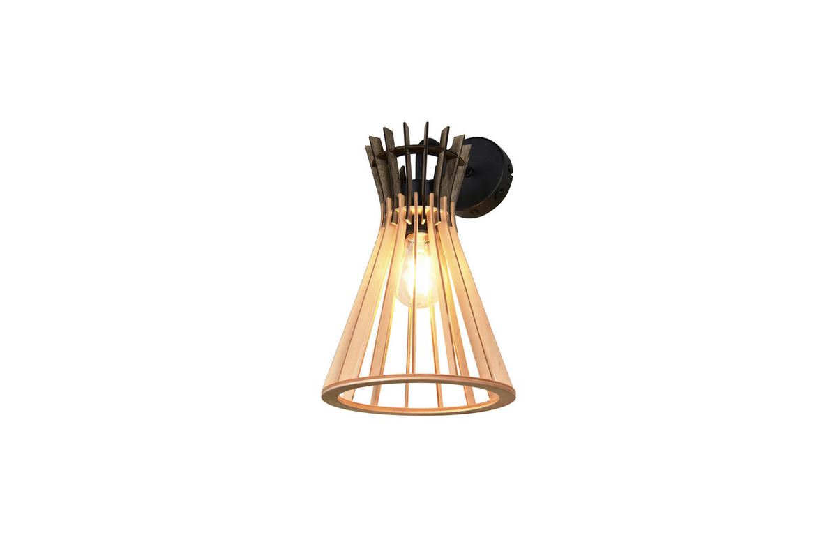 VÄGGLAMPA 20/24/35,5 cm   - svart/naturfärgad, Natur, metall/trä (20/24/35,5cm)