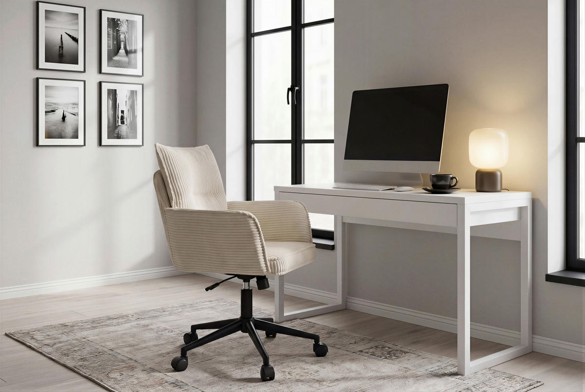STOLICA OKRETNA  crna, bež  metal, tekstil  - bež/crna, Moderno, metal/tekstil (58,5/88/95/63cm) - Livetastic