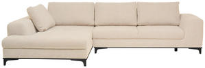 ECKSOFA Creme Webstoff  - Creme/Schwarz, Design, Textil/Metall (211/314cm) - Stylife