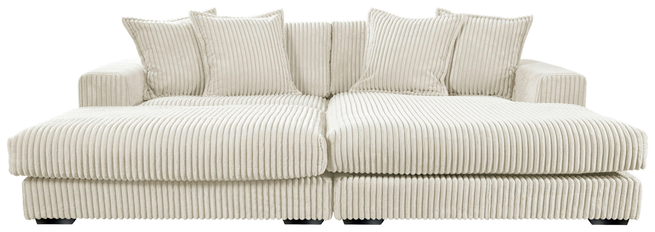 ECKSOFA FUNNY Weiß Cord  - Schwarz/Weiß, Basics, Kunststoff/Textil (285/195cm) - Livetastic