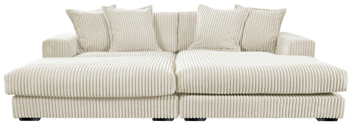 ECKSOFA FUNNY Weiß Cord  - Schwarz/Weiß, Basics, Kunststoff/Textil (285/195cm) - Livetastic