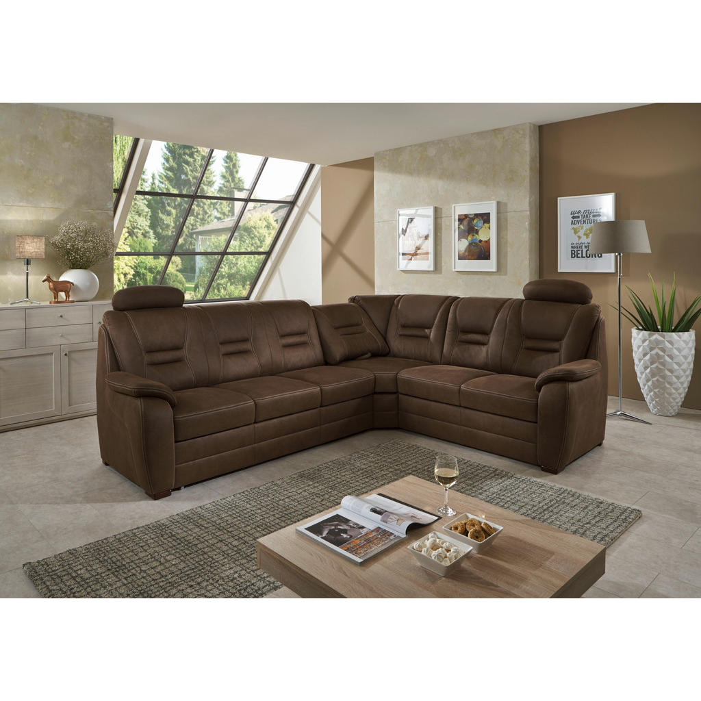 Thumbnail - Beldomo Comfort Ecksofa, Grau, Textil, Uni, 5-6-Sitzer, L-Form, 286x234 cm, Goldenes M, Typenauswahl, Bettkasten erhältl...