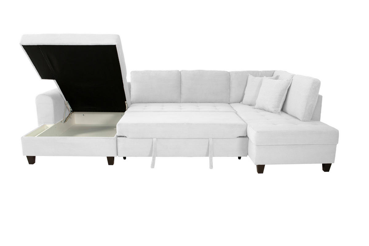 WOHNLANDSCHAFT MORITZ Silberfarben Cord  - Silberfarben, Trend, Textil (155/324/178cm) - P & B