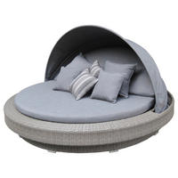 VONKAJŠIA POSTEĽ SO STRIEŠKOU, kov, plast, textil - sivá, Romantik / Landhaus, kov/textil (218/127/218cm) - Amatio