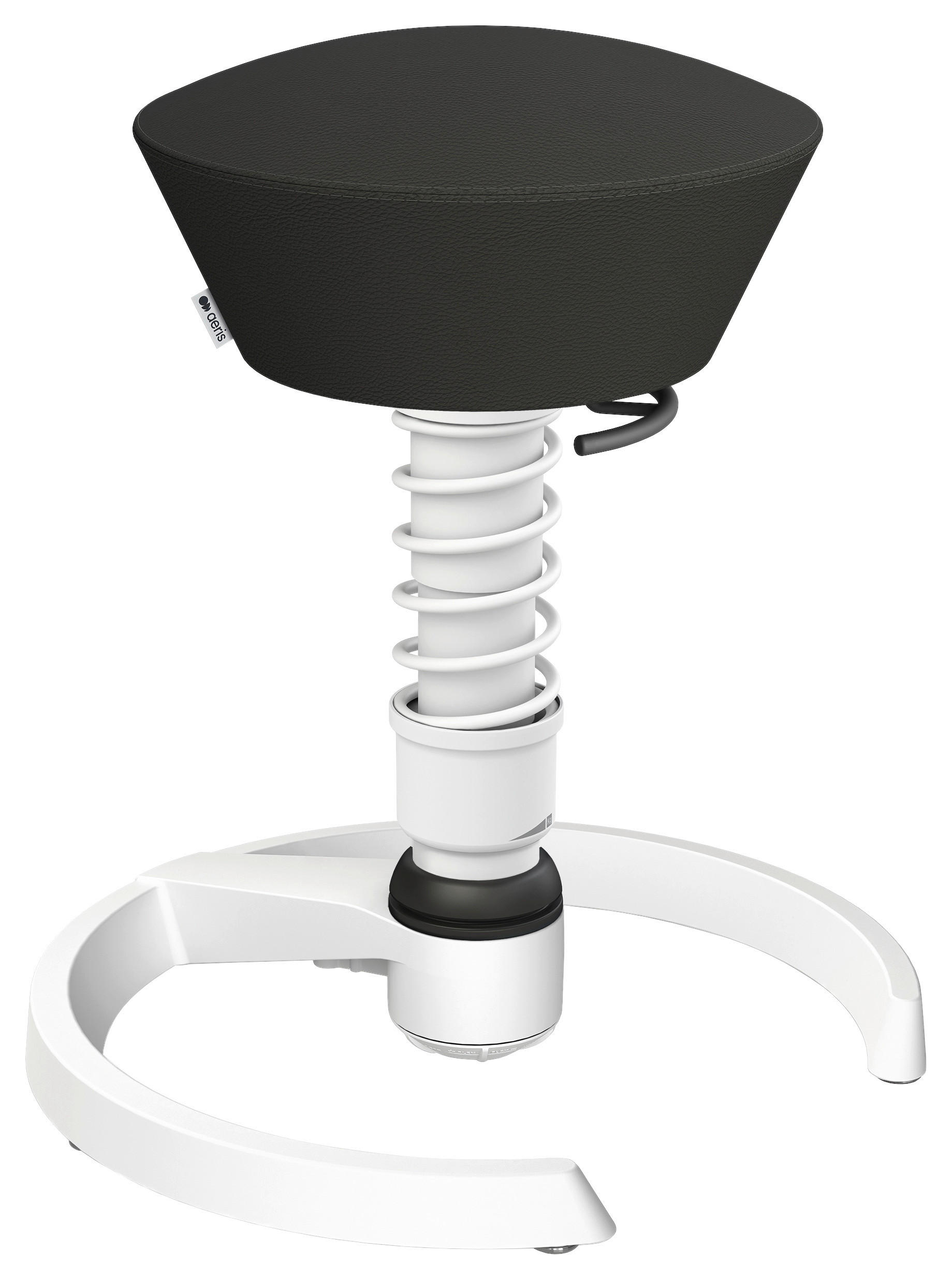 BÜROHOCKER Leder Schwarz, Weiß  - Schwarz/Weiß, Basics, Leder/Metall (55/45,66/55cm) - Aeris