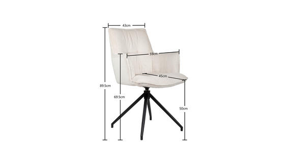 ARMLEHNSTUHL in Eisen Cord - Beige/Schwarz, Design, Textil/Metall (59/89,5/63cm) - Novel