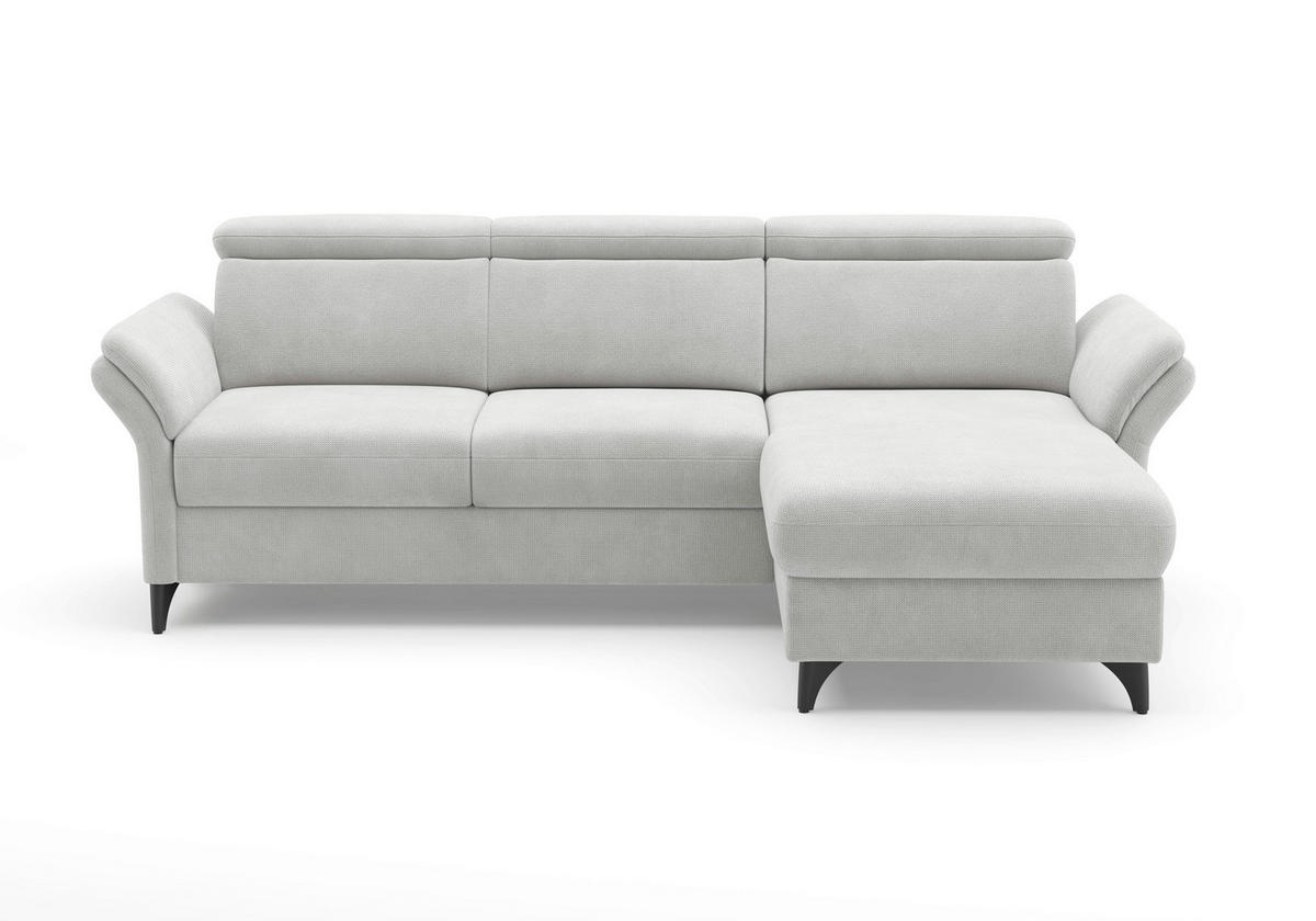 ECKSOFA GLENDALE E Silberfarben Flachgewebe  - Silberfarben/Schwarz, KONVENTIONELL, Textil/Metall (253/166cm) - Sit & More
