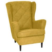 FÜLES FOTEL - sárga/sötétszürke, Basics, textil/fa (78/102/98cm) - Carryhome