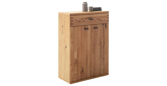 SCHUHSCHRANK Wildeiche furniert, massiv Wildeiche - Wildeiche/Anthrazit, Natur, Holz/Holzwerkstoff (75/108/37cm) - Waldwelt