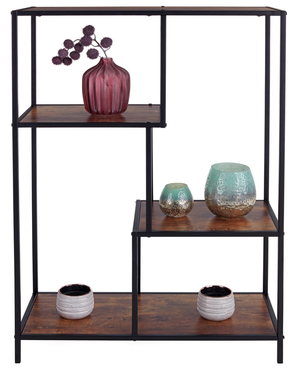 ETAJERĂ  77/114/33 cm culoare natur, negru  - culoare natur/negru, Modern, metal/material pe bază de lemn (77/114/33cm) - MID.YOU