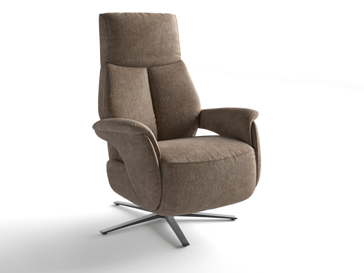 RELAXSESSEL TV LAZY E S1 Mikrofaser Kopfteilverstellung, Rücken echt    - Schwarz/Braun, Basics, Textil/Metall (75/113/85cm) - Sit & More