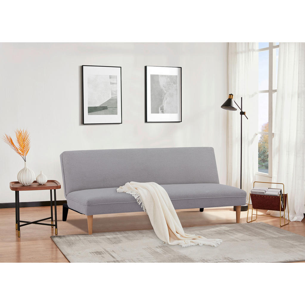 Thumbnail - P & B Schlafsofa, Grau, Textil, Kiefer, vollmassiv, Sperrholz, 3-Sitzer, 183x77x87 cm, Fsc, Liegefunktion, Wohnzimmer, S...