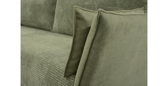 SCHLAFSOFA Cord, Flachgewebe Olivgrün Rückenkissen, Armlehnenkissen, Bettkasten, Schlaffunktion, Rücken echt, Liegefläche im Originalstoff  - Schwarz/Olivgrün, KONVENTIONELL, Textil/Metall (223/72/100cm) - Carryhome