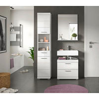 BADEZIMMER 3-teilig  in 97 cm  - Weiß Hochglanz/Silberfarben, MODERN, Glas/Holzwerkstoff (97cm) - MID.YOU