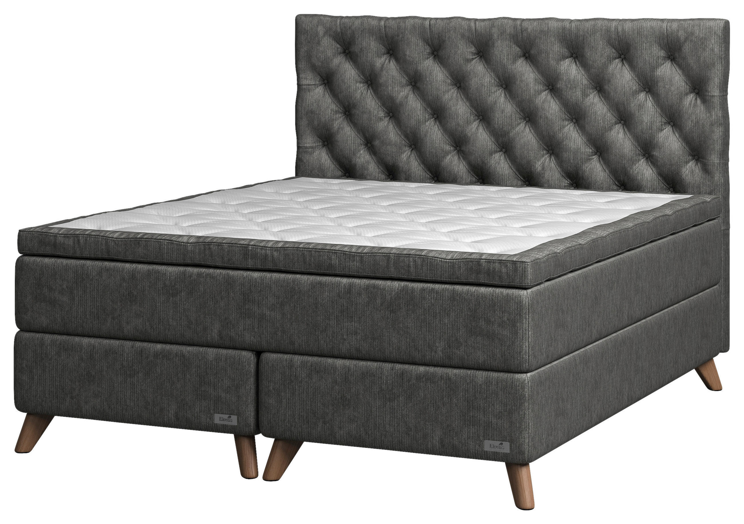 KONTINENTALSÄNG 180/200 cm  i grå  - aluminiumfärgad/grå, Klassisk, metall/trä (180/200cm) - Ekens