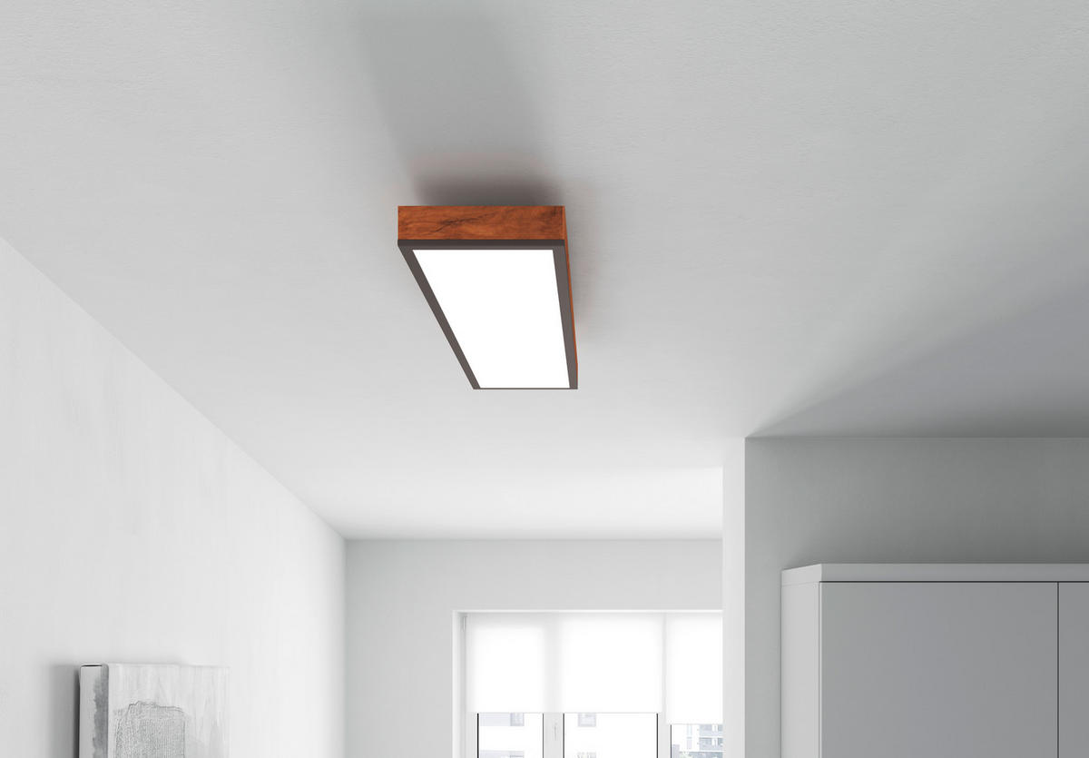 LED PLAFONJERA - opal/grafitno siva, Prirodno, metal/pločasti materijal (80/20/7,8cm) - Novel