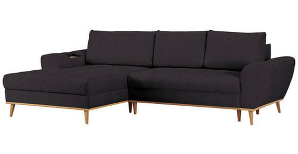 ECKSOFA in Webstoff Schwarz  - Eichefarben/Schwarz, Design, Holz/Textil (175/282cm) - Carryhome