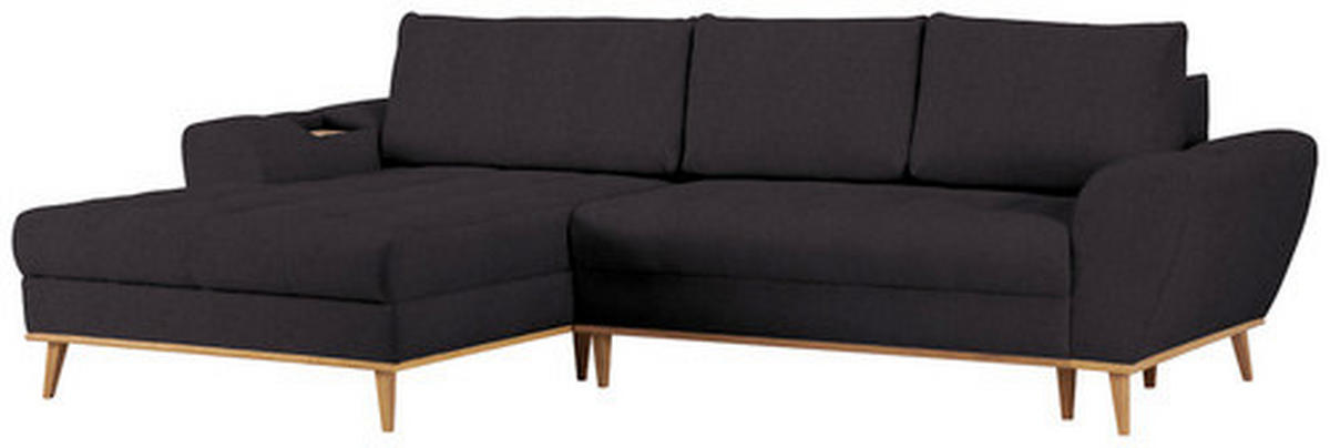 HÖRNSOFFA i vävt tyg svart  - svart/ekfärgad, Design, trä/textil (175/282cm) - Livetastic