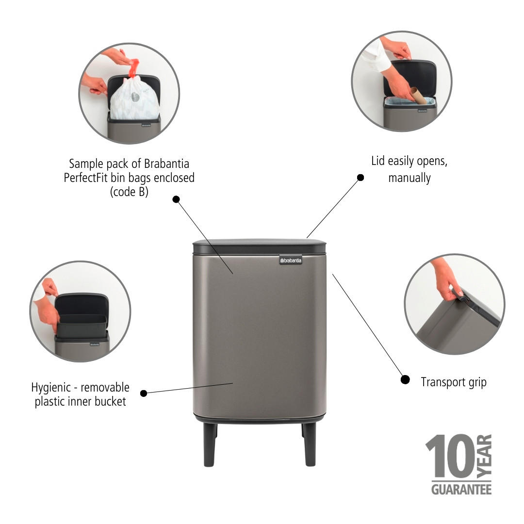 SZEMETESVÖDÖR 7 l  - fekete/platinaszürke, Design, műanyag/fém (7Ll) - Brabantia