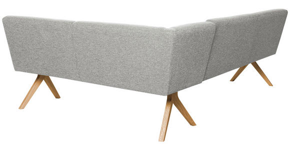 ECKBANK 238/172 cm Webstoff Hellgrau Eiche vollmassiv   - Eichefarben/Hellgrau, KONVENTIONELL, Holz/Textil (238/172cm) - Linea Natura