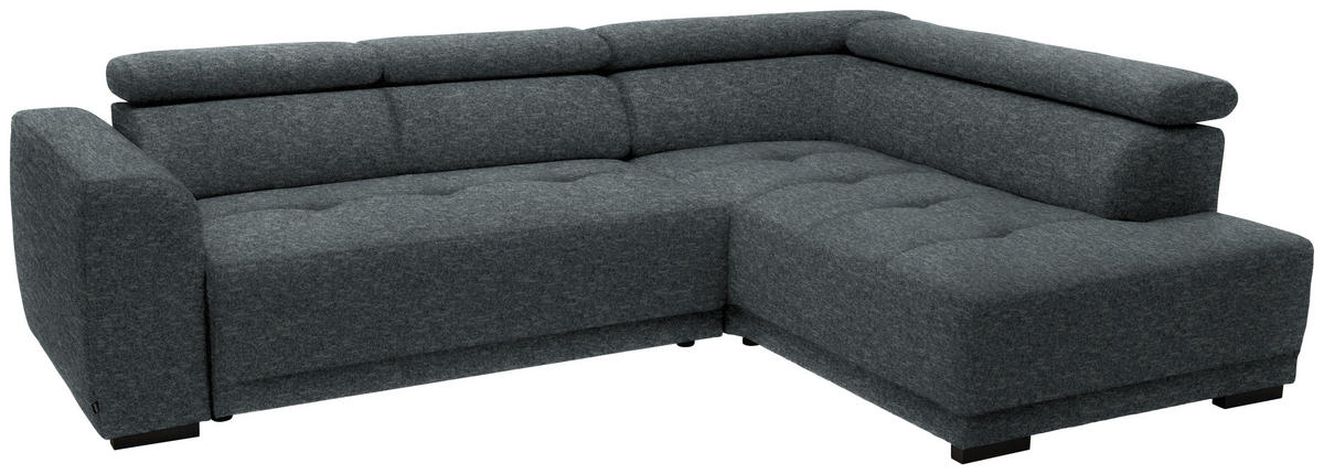 ECKSOFA in Chenille Grau  - Schwarz/Grau, Design, Kunststoff/Textil (284/205cm) - MID.YOU