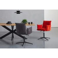ARMLEHNSTUHL  Sitzfläche 360° drehbar, automatische Rückholfunktion Samt  Orange, Schwarz  - Schwarz/Orange, Design, Textil/Metall (63/63,5/86cm) - Novel