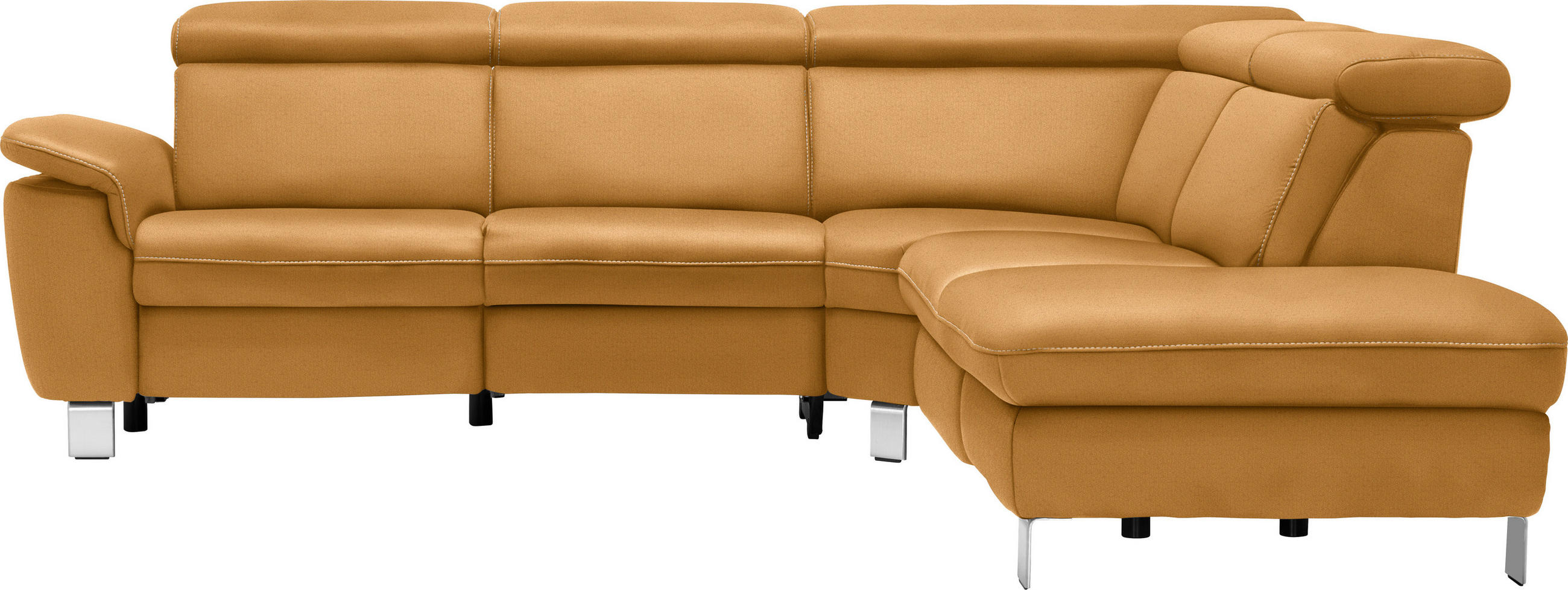 ECKSOFA in Webstoff Bernsteinfarben  - Beige/Bernsteinfarben, Design, Textil/Metall (271/239cm) - Cantus