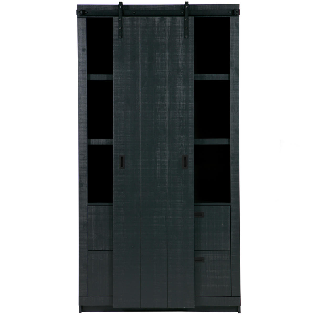 MEHRZWECKSCHRANK 122/230/37 cm  in Schwarz  - Schwarz, Design, Holz/Metall (122/230/37cm) - Livetastic