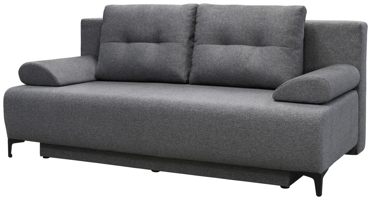BOXSPRINGSOFA Mikrofaser Dunkelgrau  - Dunkelgrau/Schwarz, MODERN, Textil/Metall (201/100/105cm) - MID.YOU