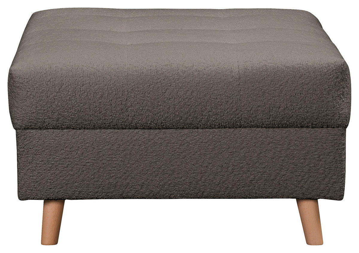 ECKSOFA inkl. Hocker Ariella in Bouclé Dunkelgrau  161/231 cm  - Dunkelgrau/Naturfarben, Design, Holz/Textil (161/231cm) - Livetastic