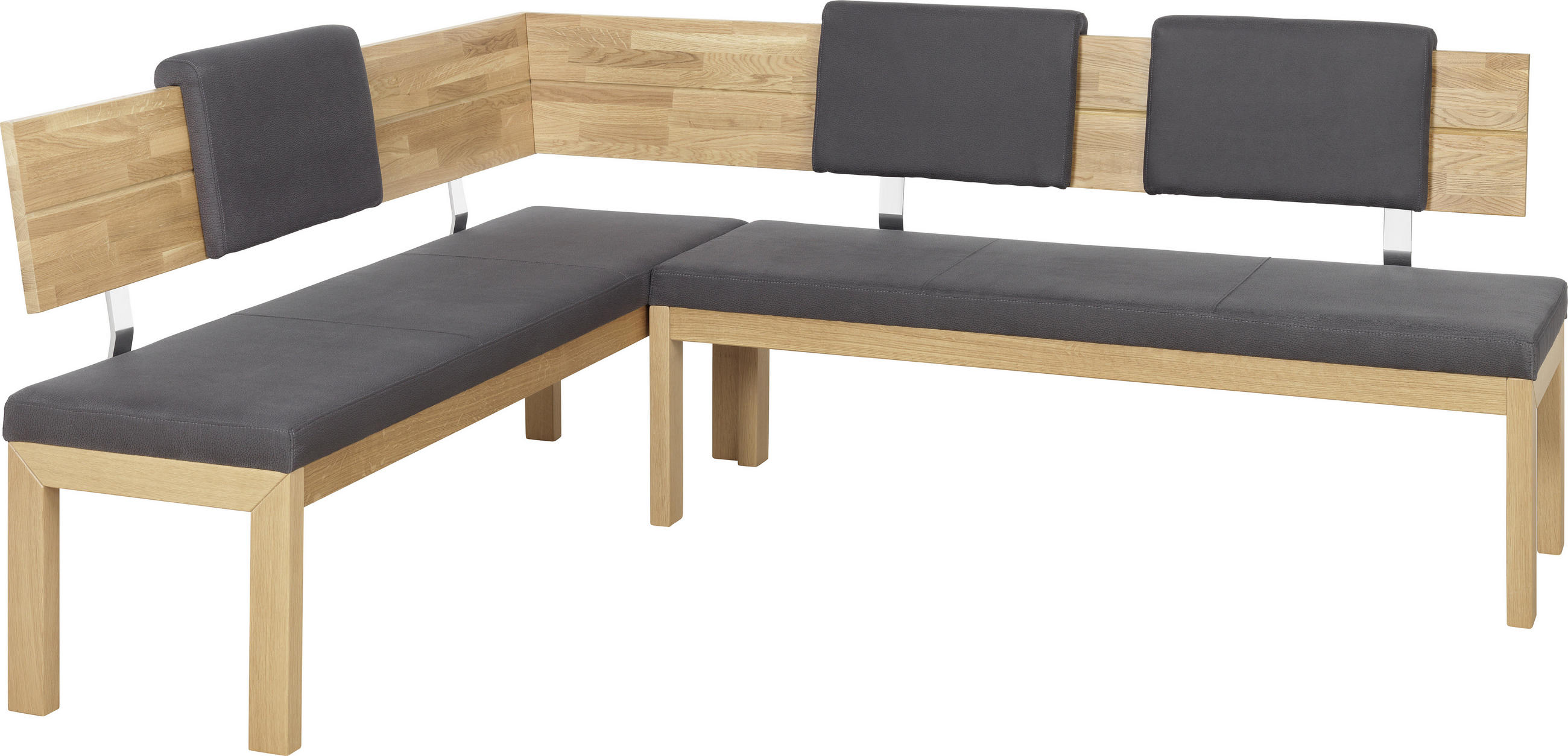 ECKBANK 171/248 cm Mikrofaser Anthrazit, Eichefarben Eiche massiv - Eichefarben/Anthrazit, Natur, Holz/Textil (171/248cm) - Voleo