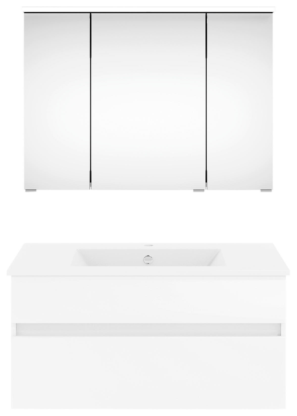 BADEZIMMER 2-teilig  in 90 cm  - Weiß Hochglanz/Weiß, KONVENTIONELL, Keramik/Holzwerkstoff (90cm) - Puris