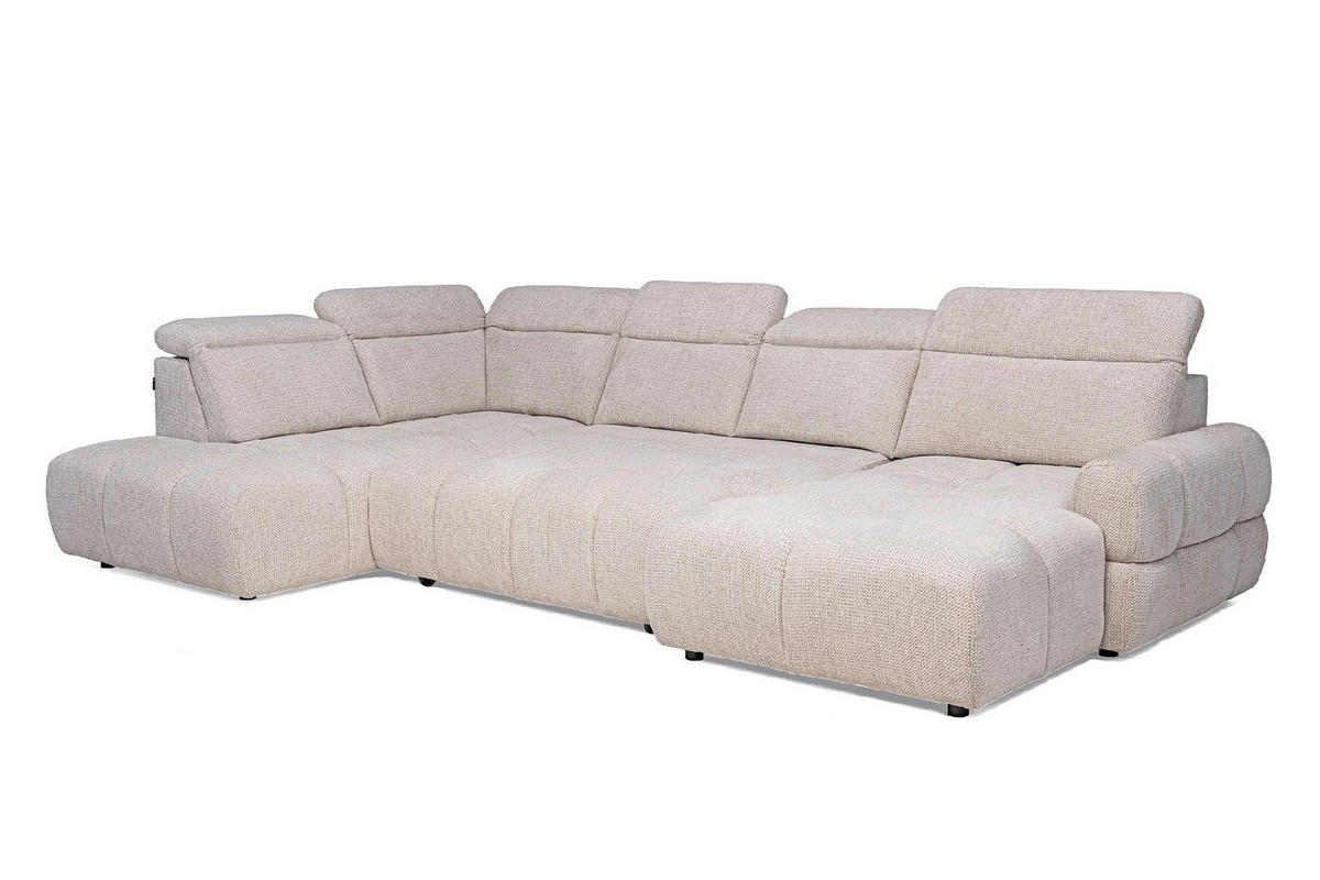 SAROKKANAPÉ textil bézs  - bézs/fekete, Design, műanyag/textil (223/358/183cm) - Welnova