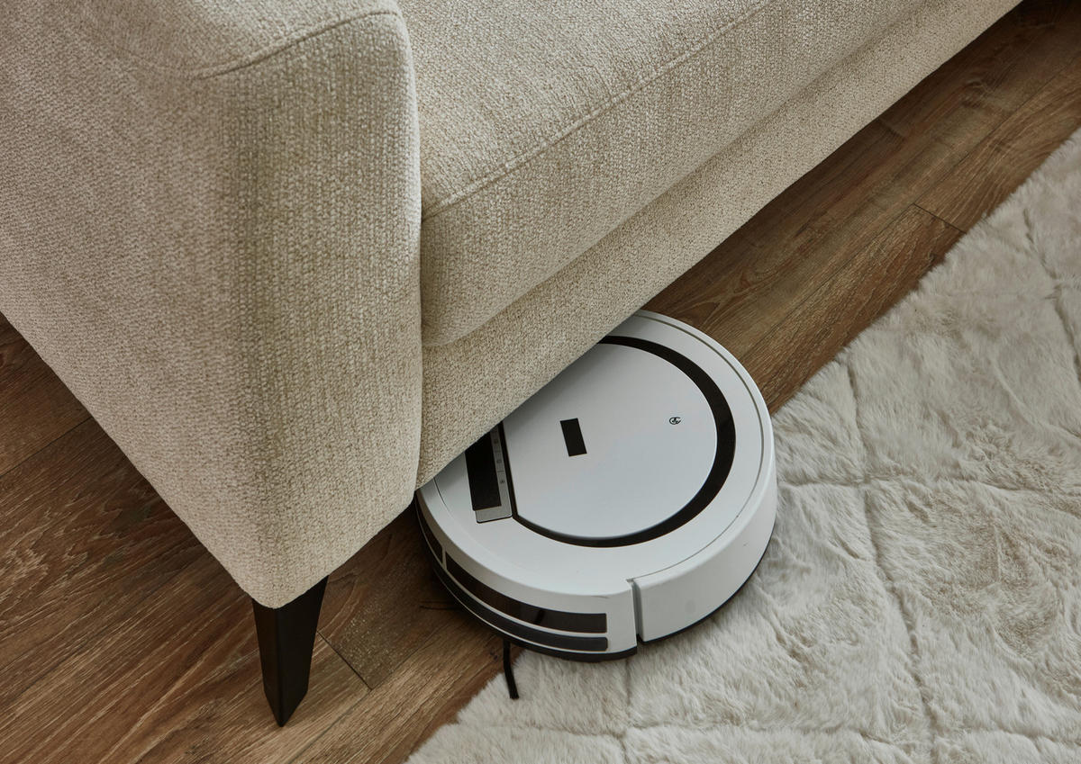 ECKSOFA Beige Chenille  - Beige/Schwarz, Design, Textil/Metall (239/182cm) - Valnatura