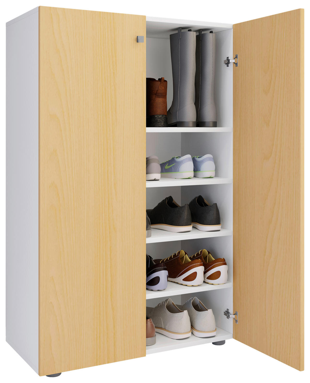 SCHUHSCHRANK Lona  in 70/110/39 cm  - Silberfarben/Buchefarben, Design, Holzwerkstoff/Kunststoff (70/110/39cm) - MID.YOU