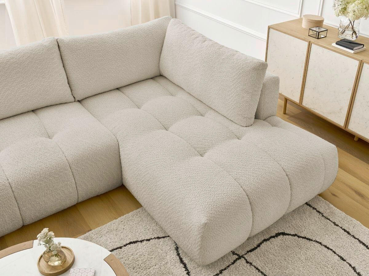 WOHNLANDSCHAFT  FUJI  Beige Bouclé  - Beige/Schwarz, MODERN, Kunststoff/Textil (160/377/204cm)
