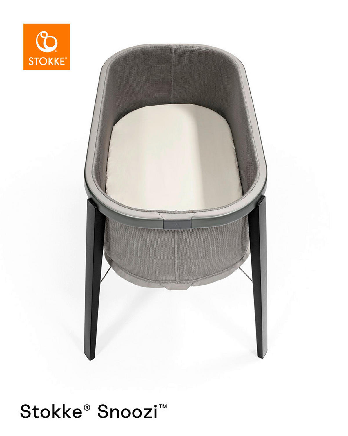 OBPOSTELJNA POSTELJICA Snoozi bukev 59,7/76/87,1 cm siva, črna  - siva/črna, Basics, kovina/tekstil (59,7/76/87,1cm) - Stokke