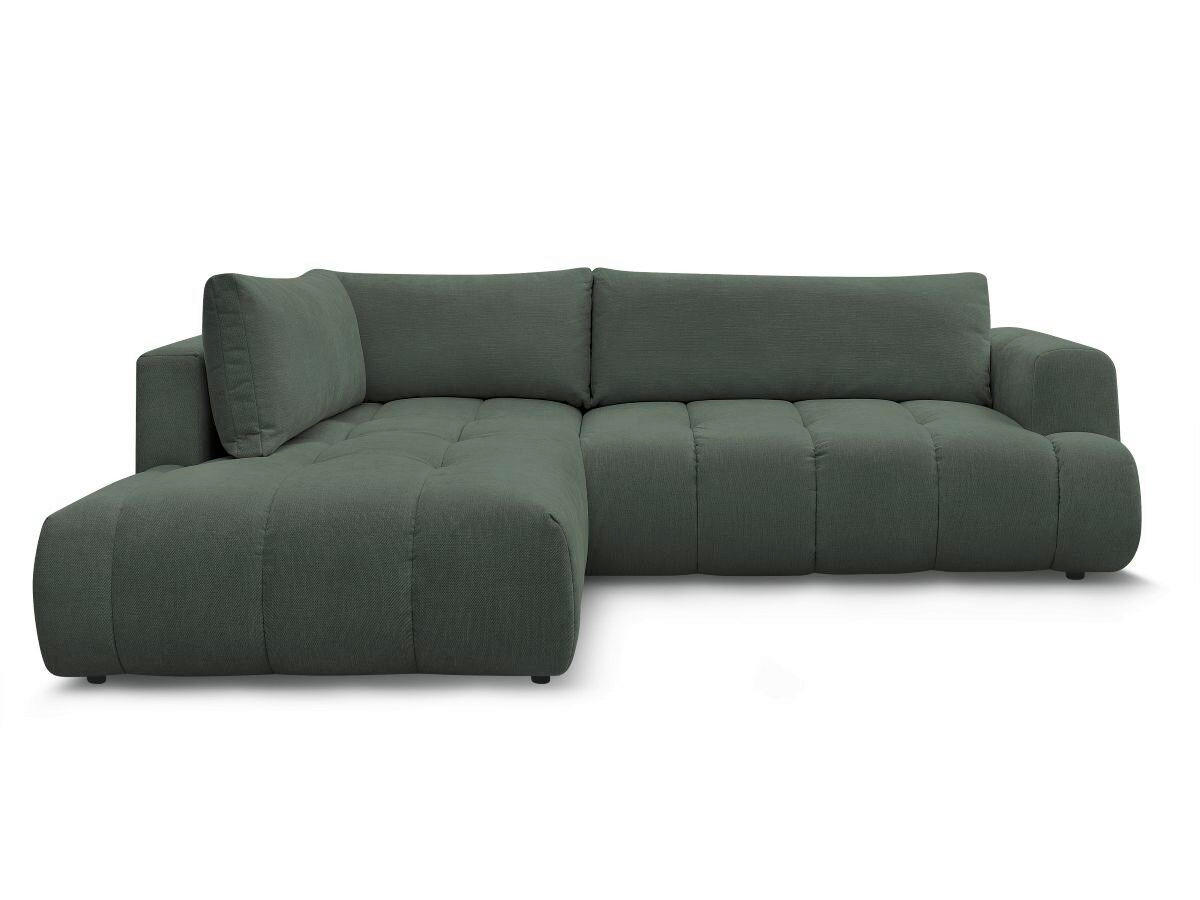 ECKSCHLAFSOFA FUJI Leinenoptik Grün  inkl.  - Schwarz/Grün, MODERN, Kunststoff/Textil (204/282cm)