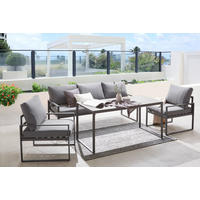 DINING-LOUNGESET  4-teilig  - Anthrazit/Schwarz, Modern, Glas/Textil (317/67/139cm) - Ambia Garden