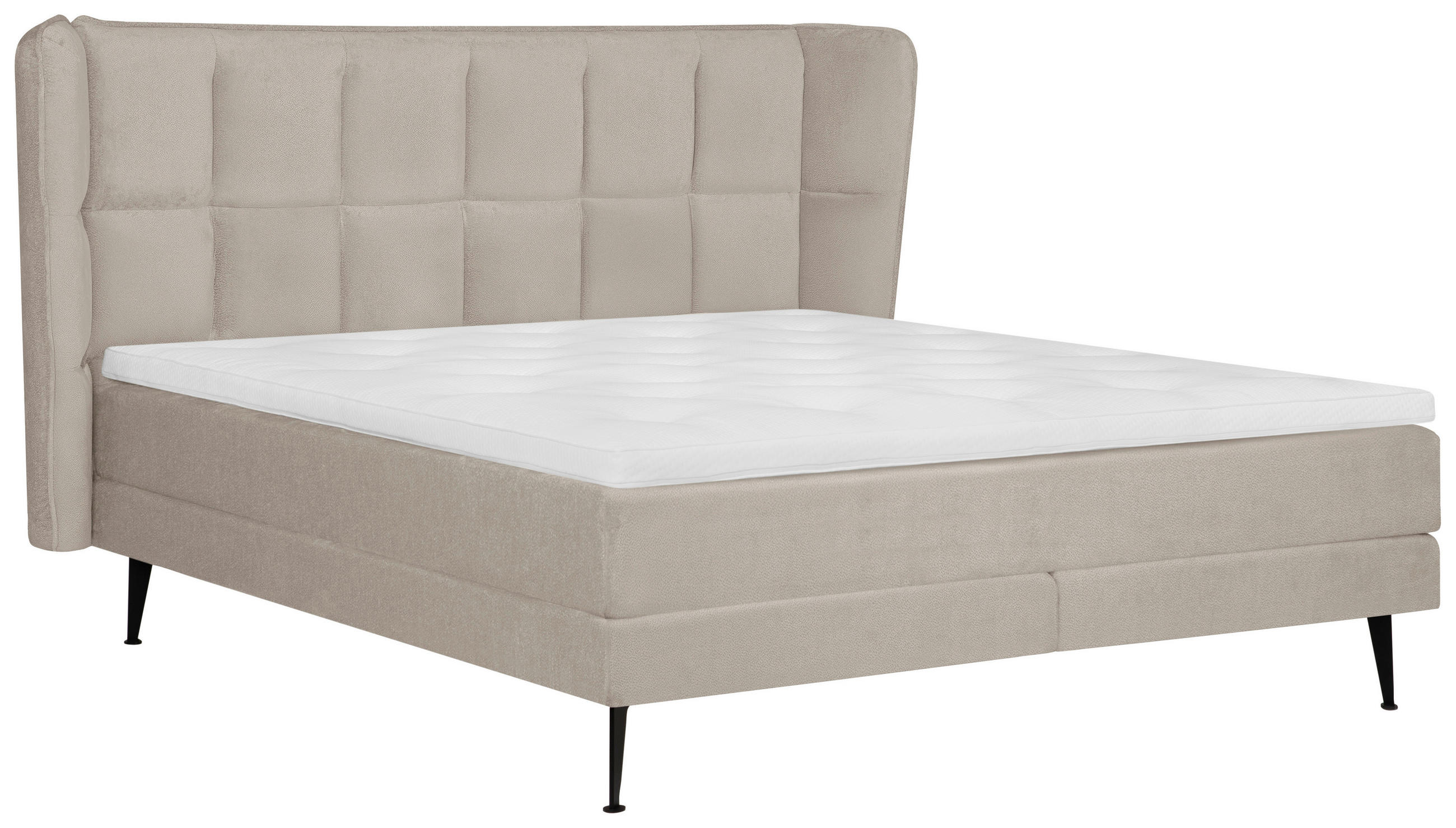 KONTINENTALSÄNG 160/200 cm  i beige  - beige/svart, Klassisk, trä/textil (160/200cm) - Niels Andersson
