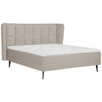 KONTINENTALSÄNG 160/200 cm  i beige  - beige/svart, Klassisk, trä/textil (160/200cm) - Niels Andersson