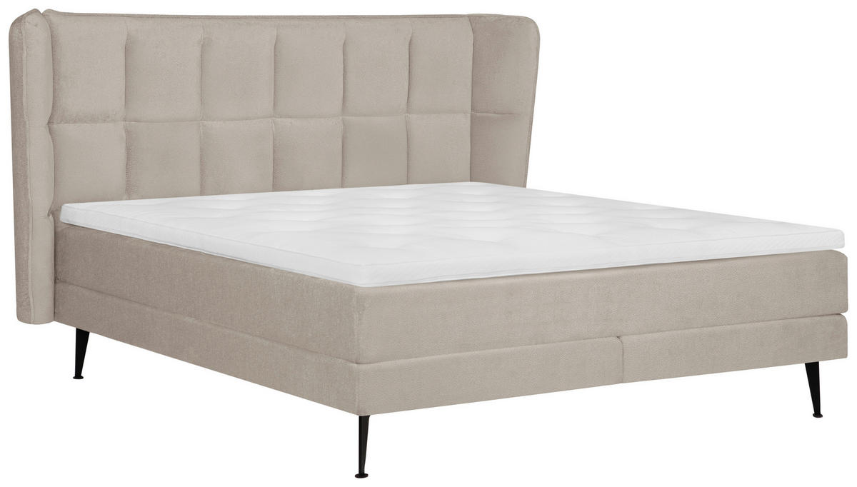 KONTINENTALSÄNG 160/200 cm  i beige  - beige/svart, Klassisk, trä/textil (160/200cm) - Niels Andersson