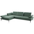 ECKSOFA in Echtleder Opal  195/308 cm  - Opal/Schwarz, Design, Leder/Metall (195/308cm) - Dieter Knoll