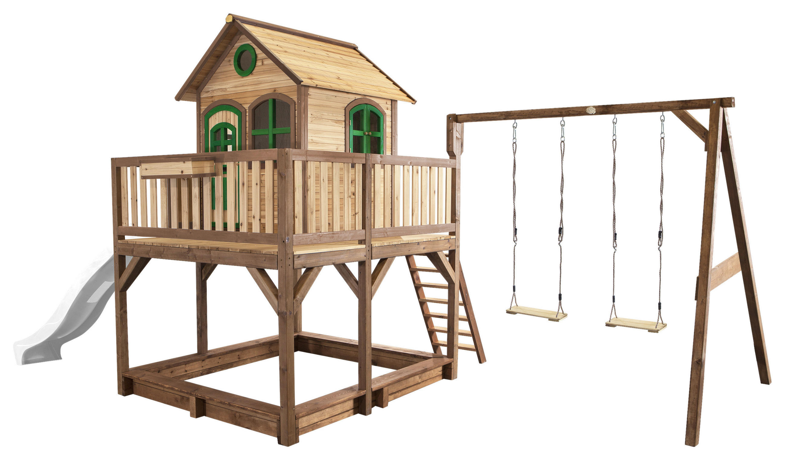 SPIELTURM 613/291/277 cm  - Weiss/Braun, Konventionell, Holz (613/291/277cm)